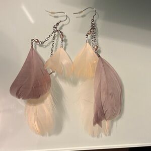 Elegant Feather Drop Earrings